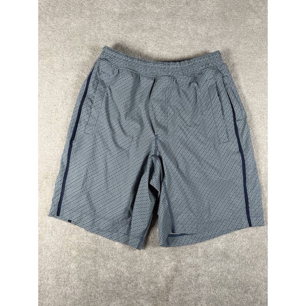 Lululemon Men's Pace Breaker Shorts Size M Blue Geometric Loop Print  Lined  9"‎